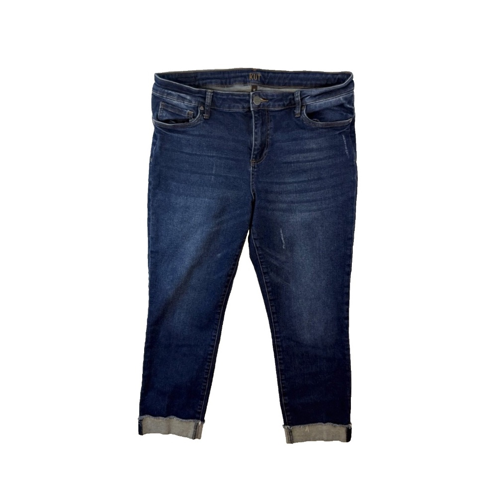 KUT from the Kloth Size 14 Women Blue Jeans Ankle Straight Leg Cuffed Mid Rise
